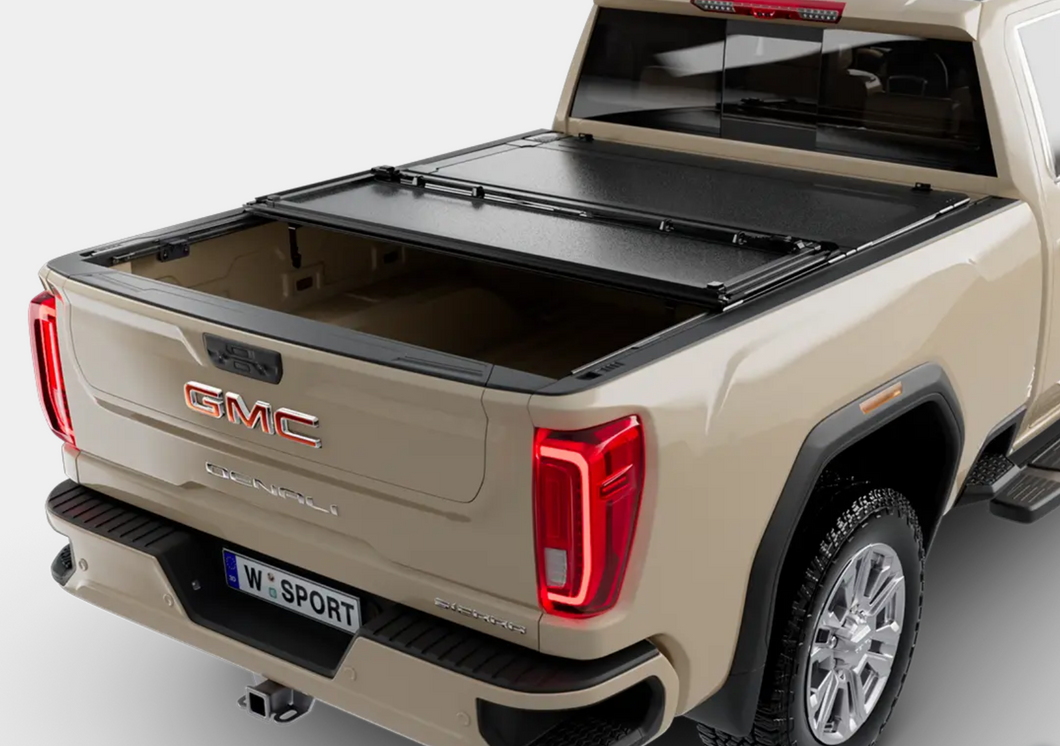 4912560 - Worksport AL4 Flip Up Hard Trifold Bed Cover - Fits 2019-2024 New Body Style Chevrolet Silverado/GMC Sierra 1500 6' 6
