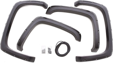 RX106T - LUND Elite Series Black Rivet Style Textured Front and Rear Fender Flare - 4 Piece, Complete Set