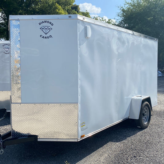 97484 Wht 6x12 Single Axle Diamond Cargo Enclosed trailer