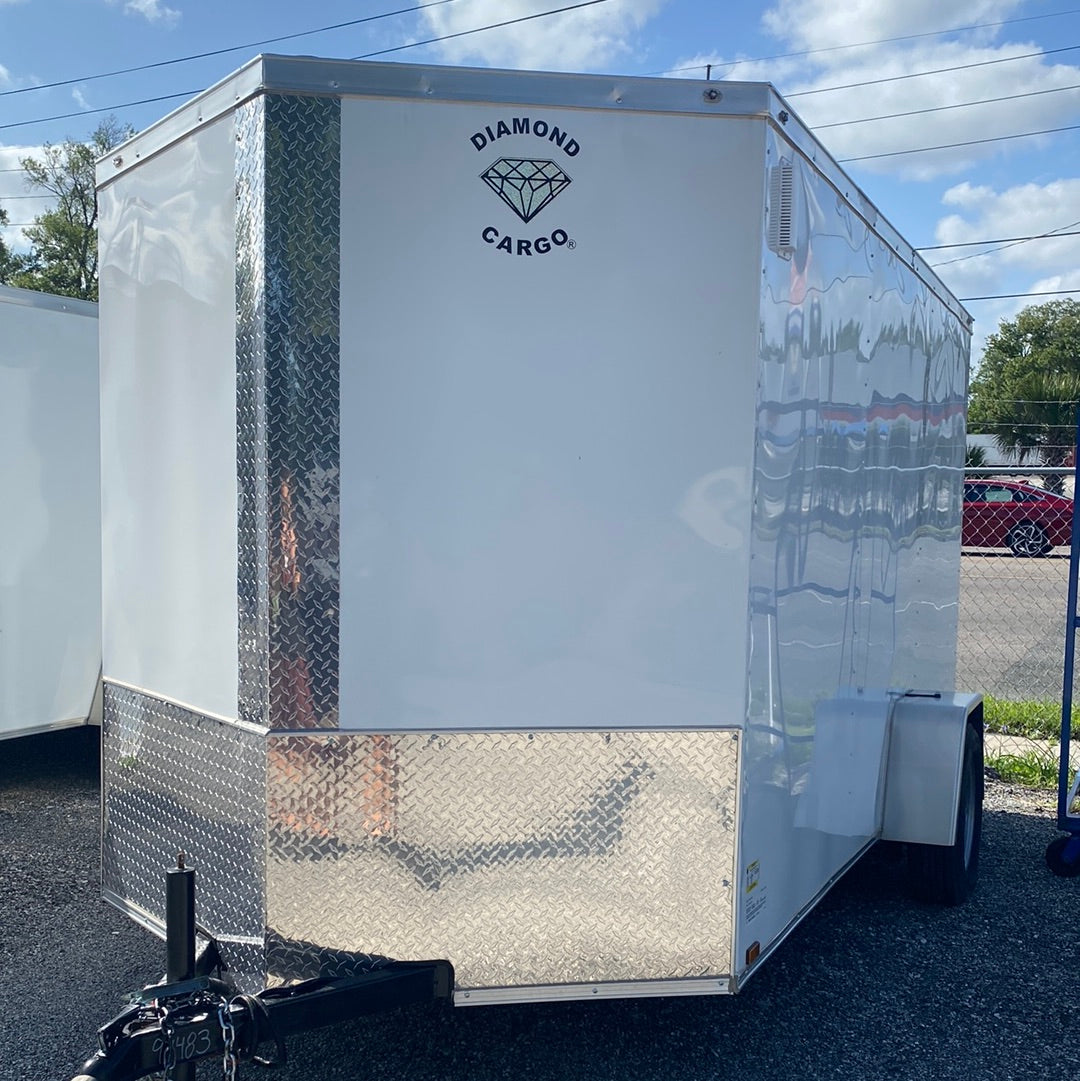 97483 Wht 6x12 Single Axle Diamond Cargo Enclosed trailer