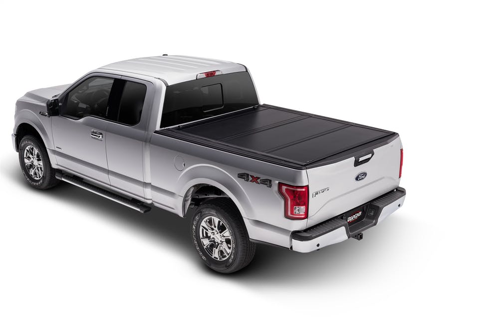 UX42010  Ultra Flex Tonneau Cover Black Textured; UnderCover Ultra Flex 2007-2020 Toyota Tundra 6ft. 6 Bed Std/Dbl with Deck Rail System-Matte Black Finish